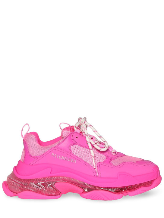 Balenciaga: 60mm Triple S clear sole sneakers - Hot Pink - women_0 | Luisa Via Roma