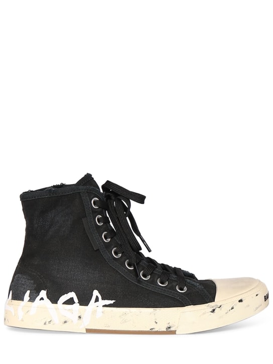 Balenciaga: Sneakers altas Paris 20mm - Negro/Blanco - women_0 | Luisa Via Roma