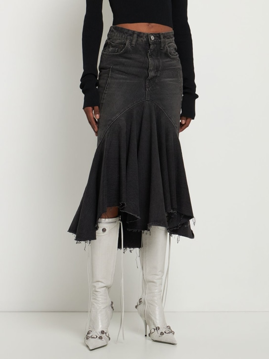 Balenciaga: 90mm Cagole leather tall boots - White - women_1 | Luisa Via Roma