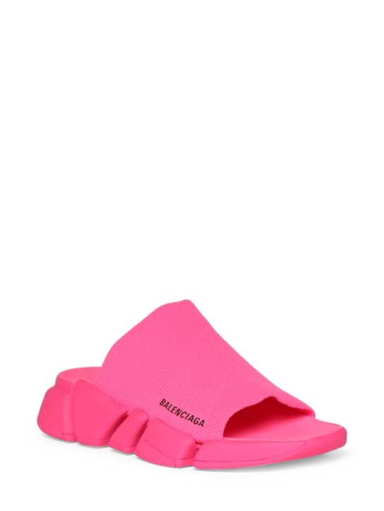 Balenciaga: Sandalias planas de punto 30mm - Hot Pink - women_0 | Luisa Via Roma