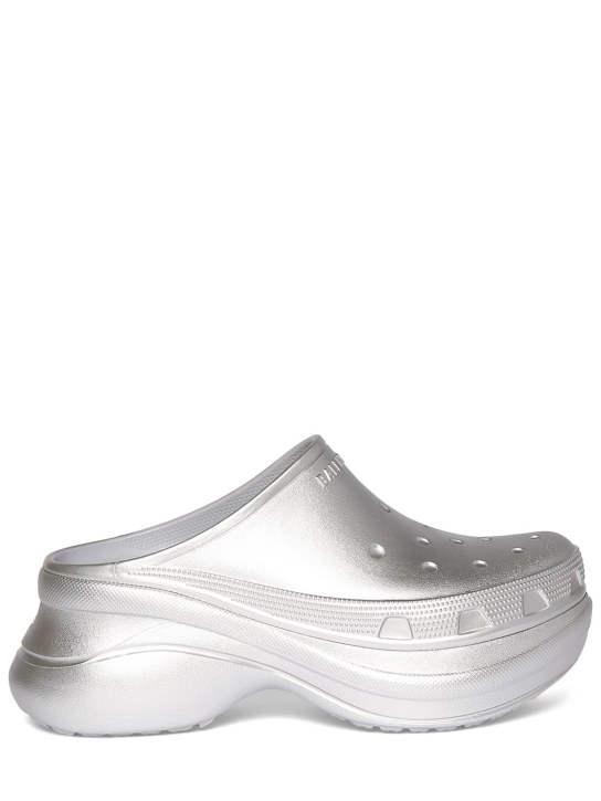 Balenciaga: 85毫米Croscs橡胶凉鞋 - 银色 - women_0 | Luisa Via Roma