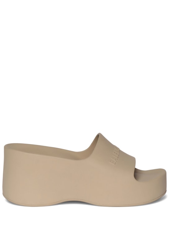 Balenciaga: 60mm Chunky wedge rubber sandals - Taupe - women_0 | Luisa Via Roma