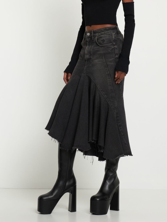 Balenciaga: 110mm Camden leather tall boots - Black - women_1 | Luisa Via Roma