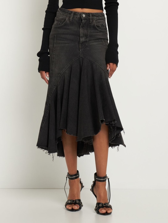 Balenciaga: Sandalias Cagole de piel 110mm - Negro - women_1 | Luisa Via Roma