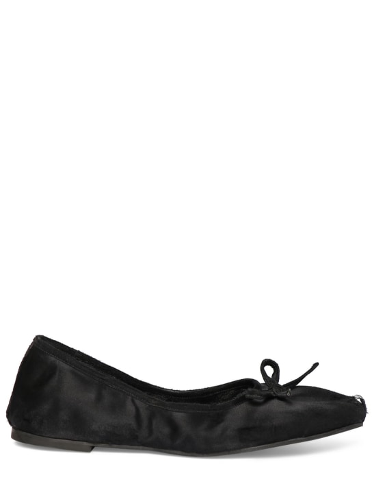 Balenciaga: 豹纹绸缎芭蕾平底鞋 - 黑色 - women_0 | Luisa Via Roma