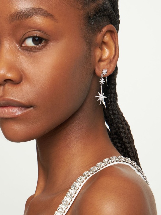 Apm Monaco: Triple Meteorites crystal drop earrings - Silver - women_1 | Luisa Via Roma