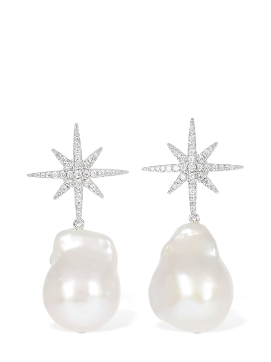 Apm Monaco: Meteorites pearl & crystal earrings - Crystal/White - women_0 | Luisa Via Roma