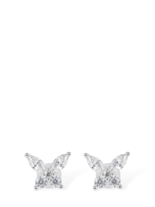 Apm Monaco: Lumiere Butterfly stud crystal earrings - Silver - women_0 | Luisa Via Roma