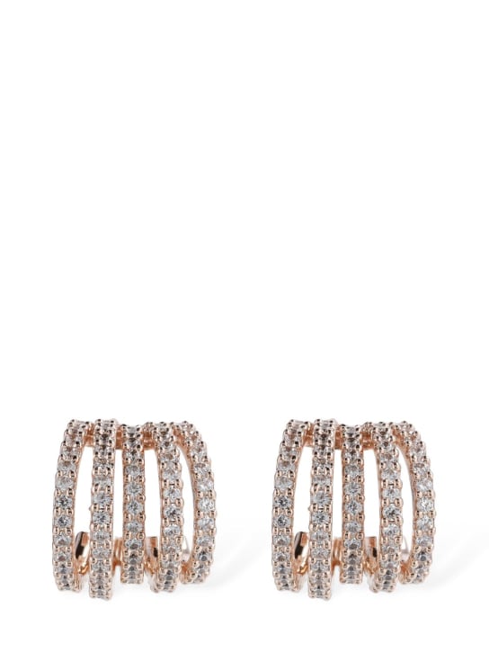 Apm Monaco: Five-hoop crystal earrings - Pink/Crystal - women_1 | Luisa Via Roma