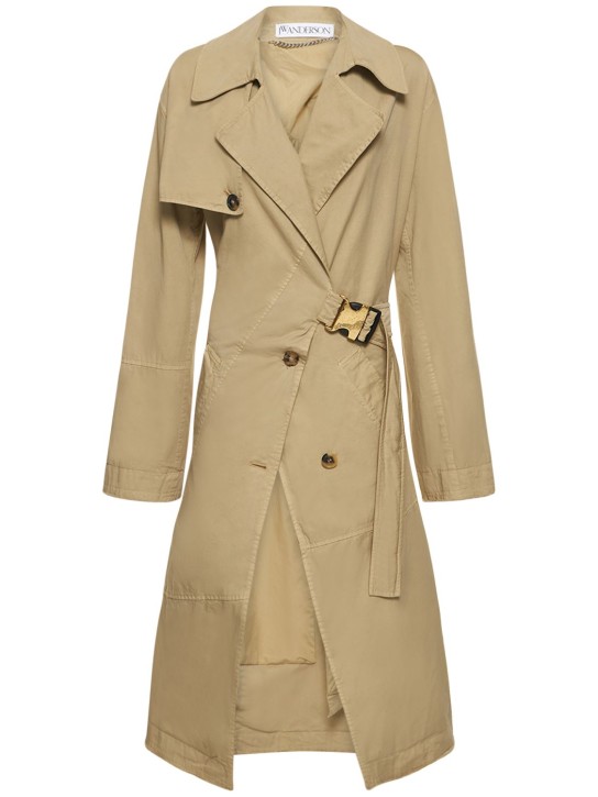 JW Anderson: Cotton twill trench coat w/ buckle - Beige - women_0 | Luisa Via Roma