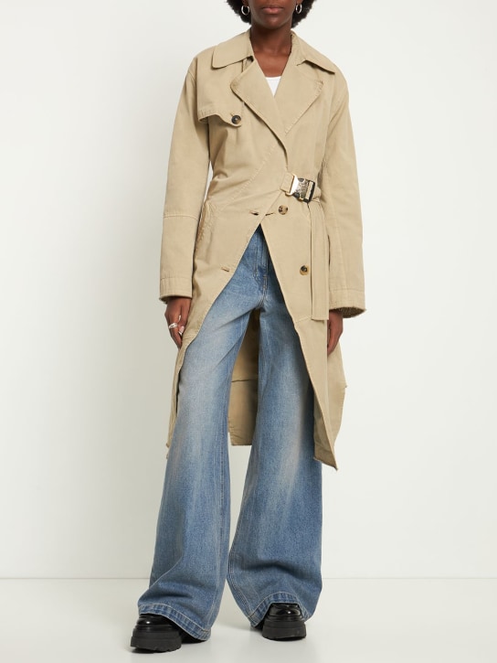 JW Anderson: Cotton twill trench coat w/ buckle - Beige - women_1 | Luisa Via Roma