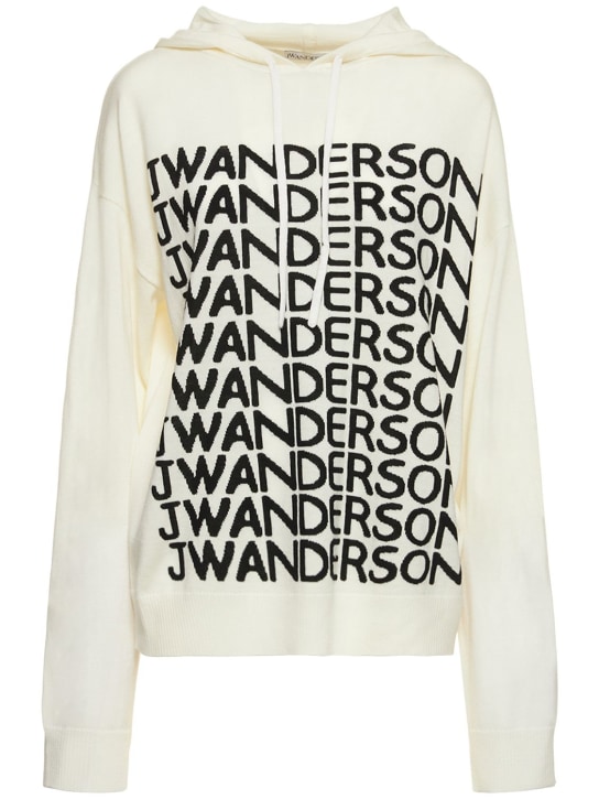 Repeated logo jacquard knit hoodie - JW Anderson - Women