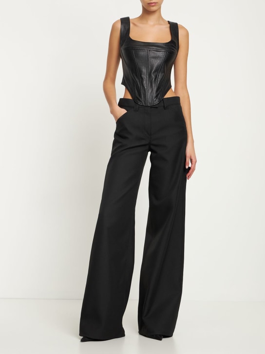 Miaou: Oberteil aus veganem Leder mit Korsett „Campbell“ - Schwarz - women_1 | Luisa Via Roma