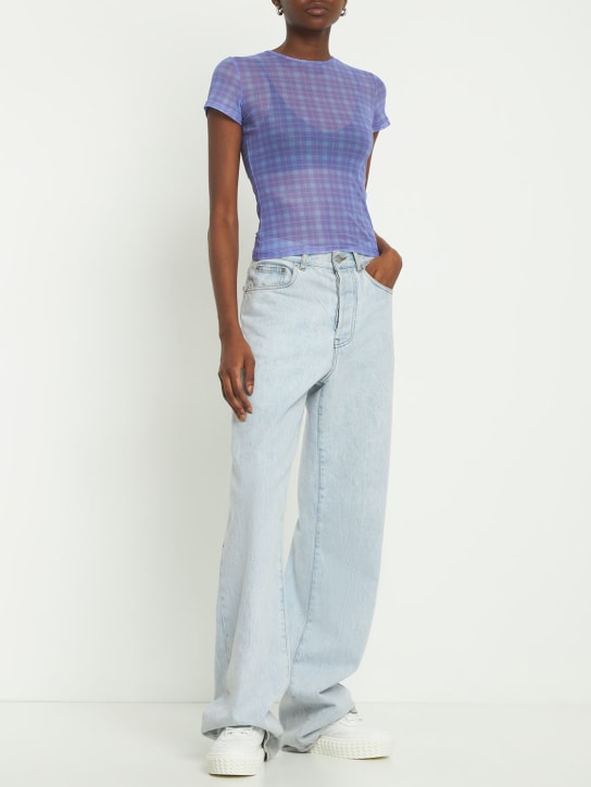 Miaou: Camiseta de malla estampada - Azul - women_1 | Luisa Via Roma