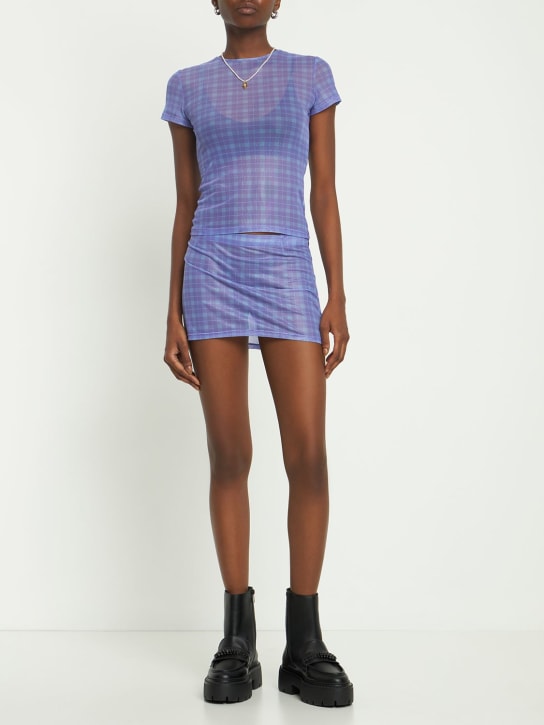 Miaou: Fig printed mesh mini skirt - Blue - women_1 | Luisa Via Roma