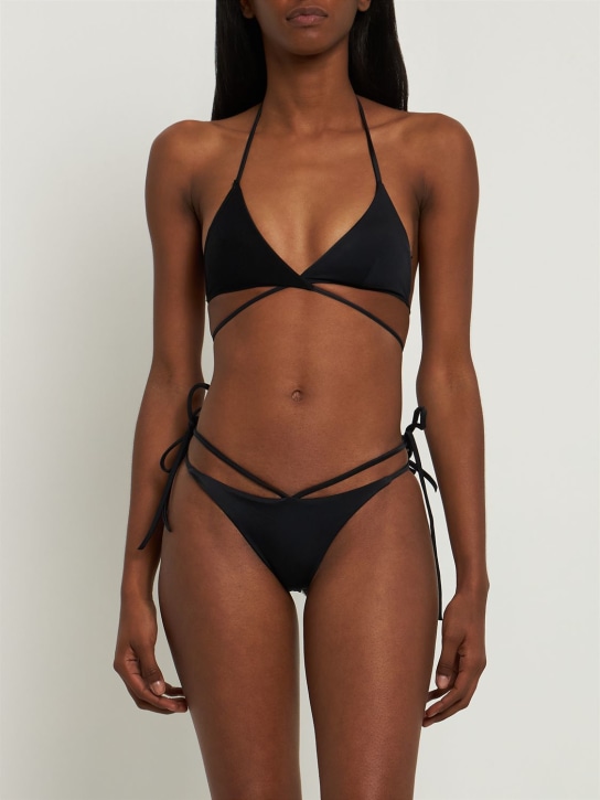 Dsquared2: Crossed triangle bikini top - Black - women_1 | Luisa Via Roma