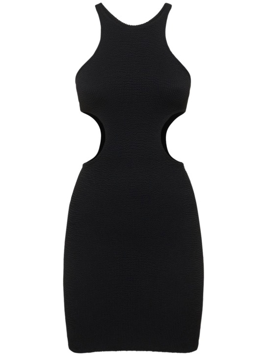 Reina Olga: Ele cut out crinkle stretch mini dress - Black - women_0 | Luisa Via Roma