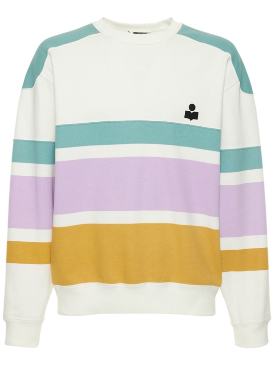 Marant: Color block cotton crewneck sweatshirt - men_0 | Luisa Via Roma
