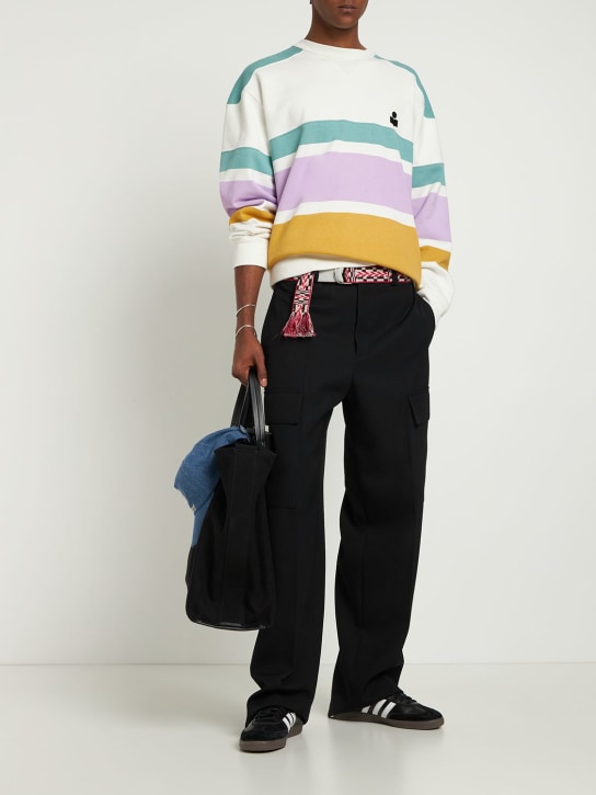 Marant: Color block cotton crewneck sweatshirt - men_1 | Luisa Via Roma
