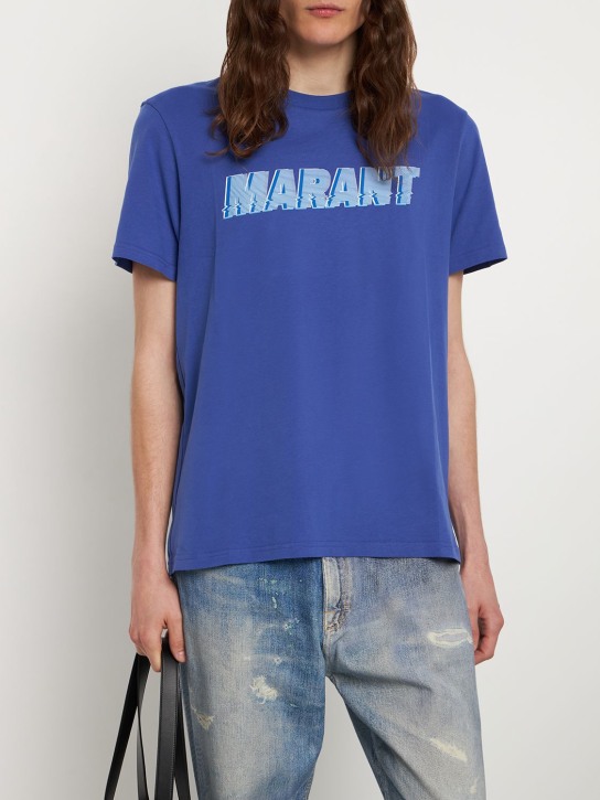 Marant: T-shirt in jersey di cotone con logo - men_1 | Luisa Via Roma