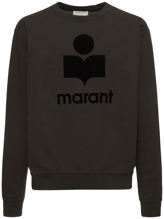 Marant: Sweat-shirt en coton à logo floqué - men_0 | Luisa Via Roma