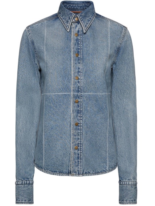 Petar Petrov: Camicia slim fit in denim di cotone - Blu - women_0 | Luisa Via Roma