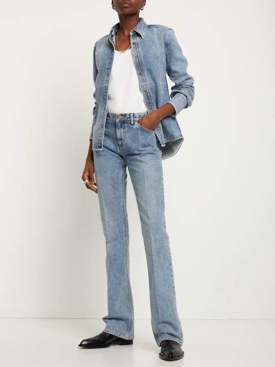 Petar Petrov: 로우라이즈 슬림핏 데님 진 - 블루 - women_1 | Luisa Via Roma