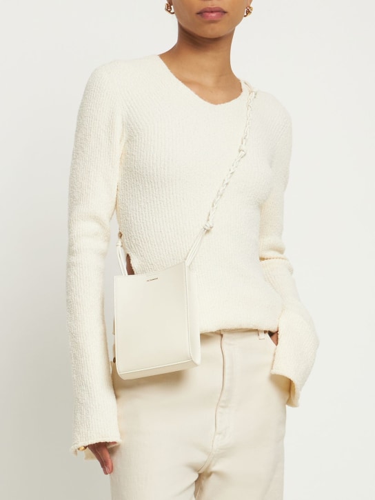 Jil Sander: Small Tangle soft Napa shoulder bag - White - women_1 | Luisa Via Roma
