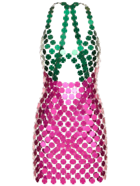FANNIE SCHIAVONI: Cara metal sequin cutout mini dress - Rosa/Grün - women_0 | Luisa Via Roma