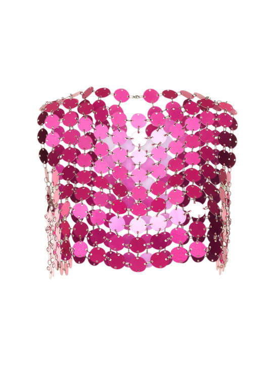 FANNIE SCHIAVONI: Hanna metal scale sleeveless crop top - Fuchsie - women_0 | Luisa Via Roma