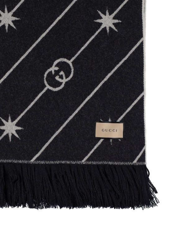 Gucci: 羊毛混纺毯子 - 黑色/白色 - ecraft_1 | Luisa Via Roma