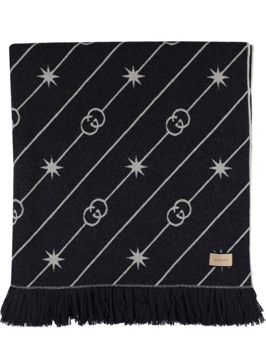 Gucci: Wool blend blanket - Black/White - ecraft_0 | Luisa Via Roma