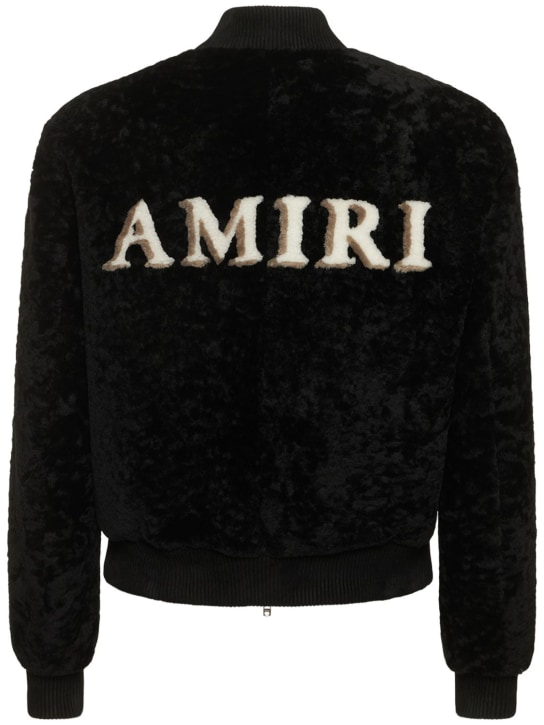 Amiri: 正面拉链剪羊毛飞行员夹克 - 黑色 - men_0 | Luisa Via Roma