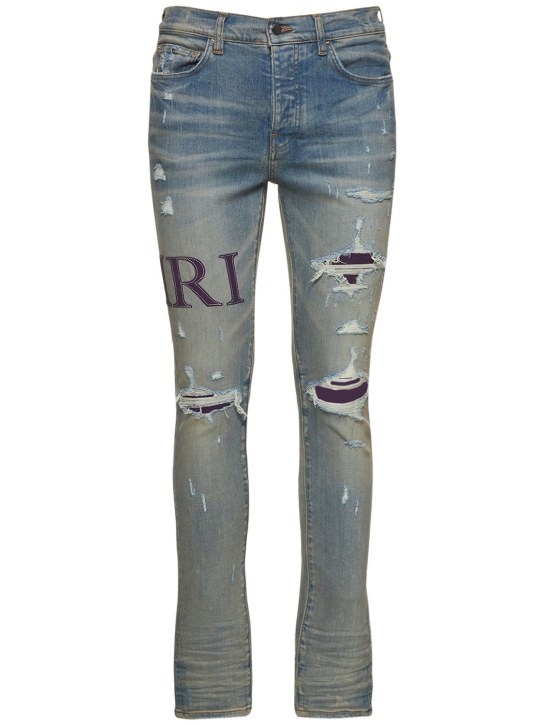 Amiri: Serif Amiri logo jeans - Clay Indigo - men_0 | Luisa Via Roma
