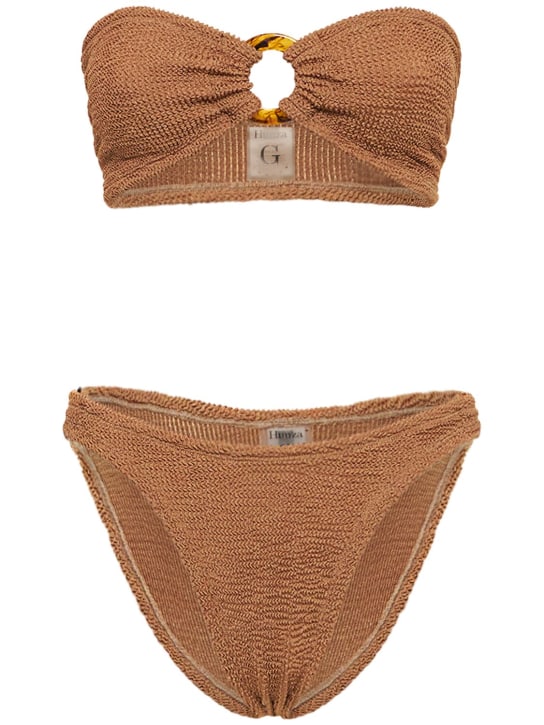 Hunza G: Gloria bandeau bikini set - Kahverengi - women_0 | Luisa Via Roma