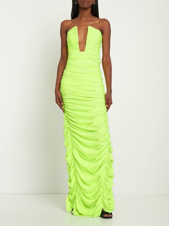 Giuseppe Di Morabito: Vestido largo de lycra sin tirantes - Amarillo Fluo - women_1 | Luisa Via Roma