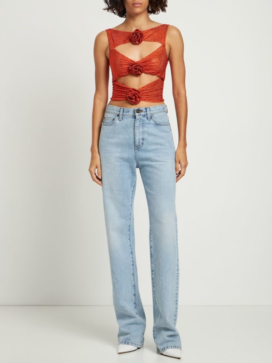 Giuseppe Di Morabito: 装饰镂空上衣 - Vibrant Orange - women_1 | Luisa Via Roma