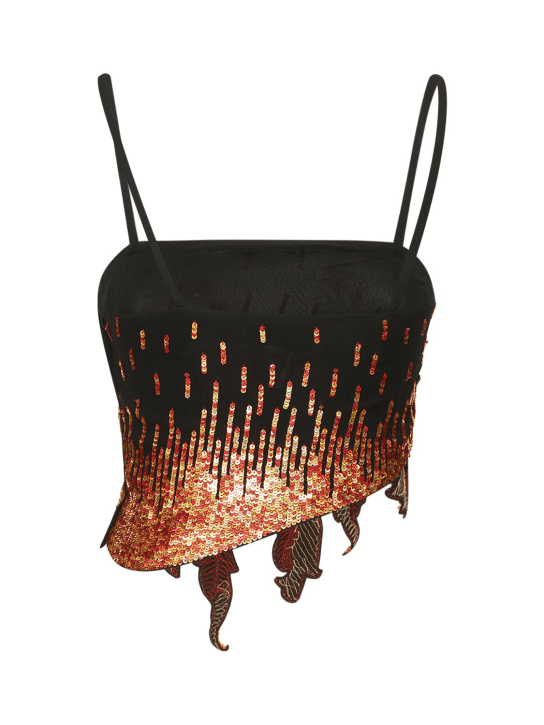 Giuseppe Di Morabito: Top de viscosa asimétrico - Vibrant Orange - women_1 | Luisa Via Roma