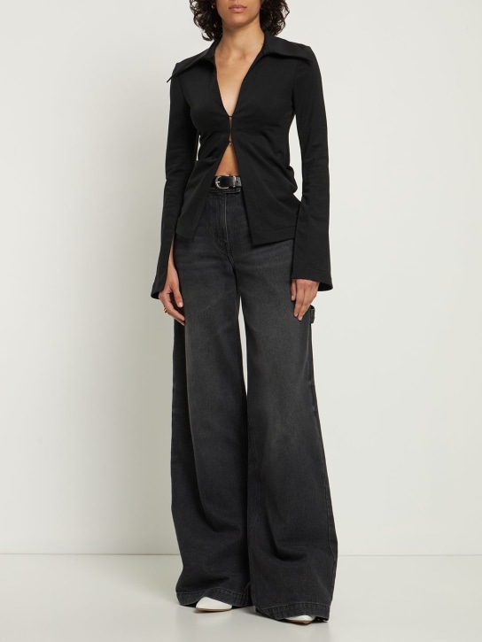 Giuseppe Di Morabito: Camicia in Lycra stretch - Nero - women_1 | Luisa Via Roma
