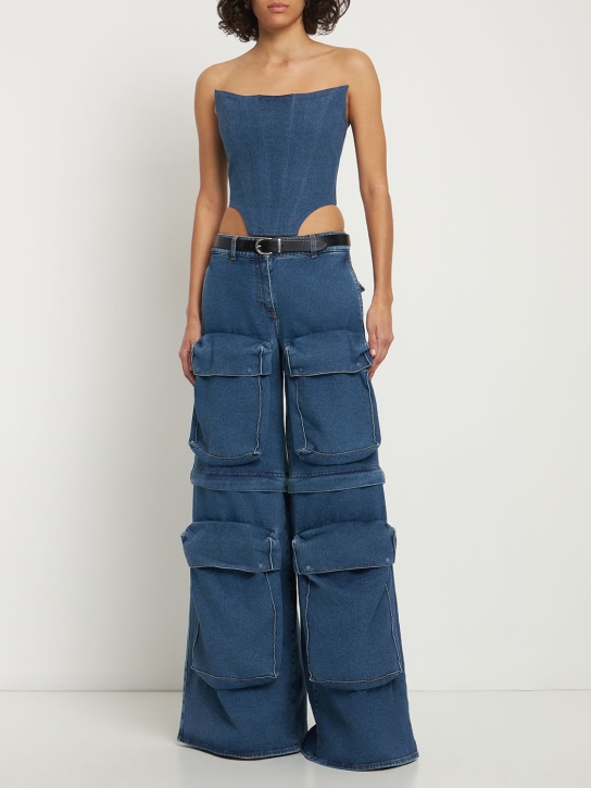Giuseppe Di Morabito: Jeans cargo in denim di cotone / tasche - Blu - women_1 | Luisa Via Roma