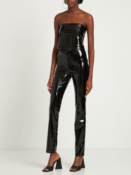Rotate: Pantalon enduit verni June - Noir - women_1 | Luisa Via Roma