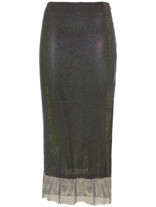 Rotate: Caitlin beaded long skirt w/slit - Black - women_0 | Luisa Via Roma
