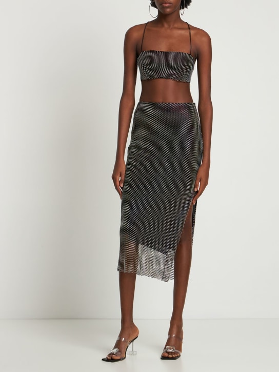 Rotate: Caitlin beaded long skirt w/slit - Black - women_1 | Luisa Via Roma