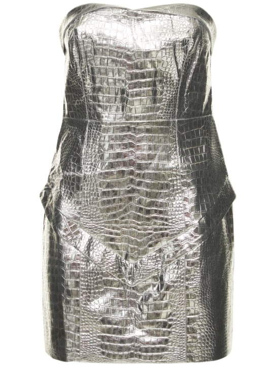 Rotate: Hemly embossed strapless mini dress - Silver - women_0 | Luisa Via Roma