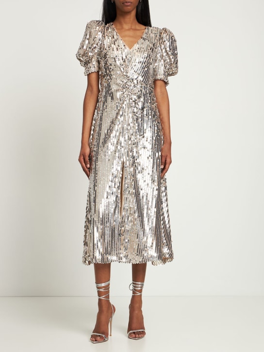 Rotate: Sierina embellished midi dress - Silver - women_1 | Luisa Via Roma