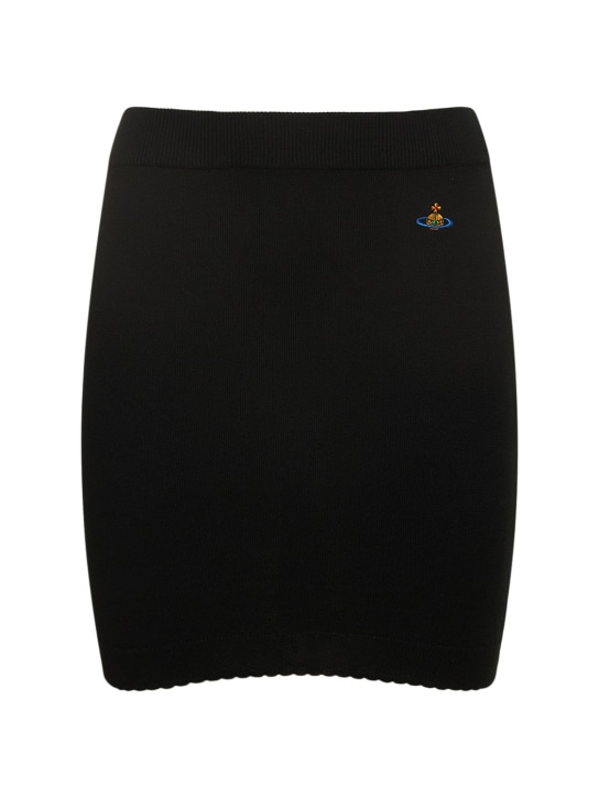 Vivienne Westwood: Bea logo cotton knit mini skirt - Black - women_0 | Luisa Via Roma