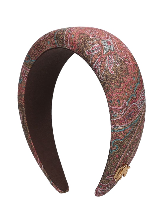 Etro: Paisley silk padded headband - Brown/Gold - women_0 | Luisa Via Roma