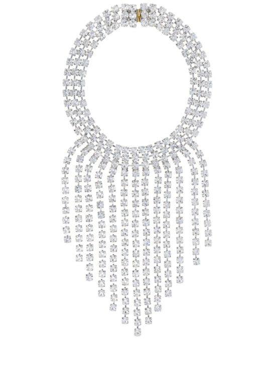 Alessandra Rich: Crystal necklace w/ fringes - Gümüş - women_0 | Luisa Via Roma