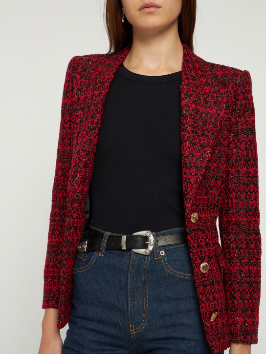 Alessandra Rich: Leather belt w/ stone detail - Black/Silver - women_1 | Luisa Via Roma