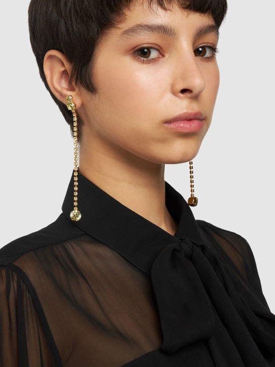 Magda Butrym: Crystal strand drop earrings - Gold/Crystal - women_1 | Luisa Via Roma